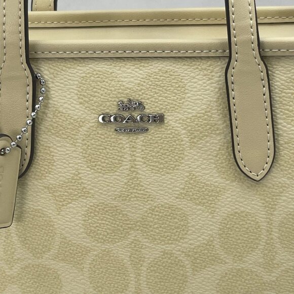 Coach Women’s City Mini Tote Bag – Silver/Hay – Signature Canvas – Style CW032 - Picture 13 of 15